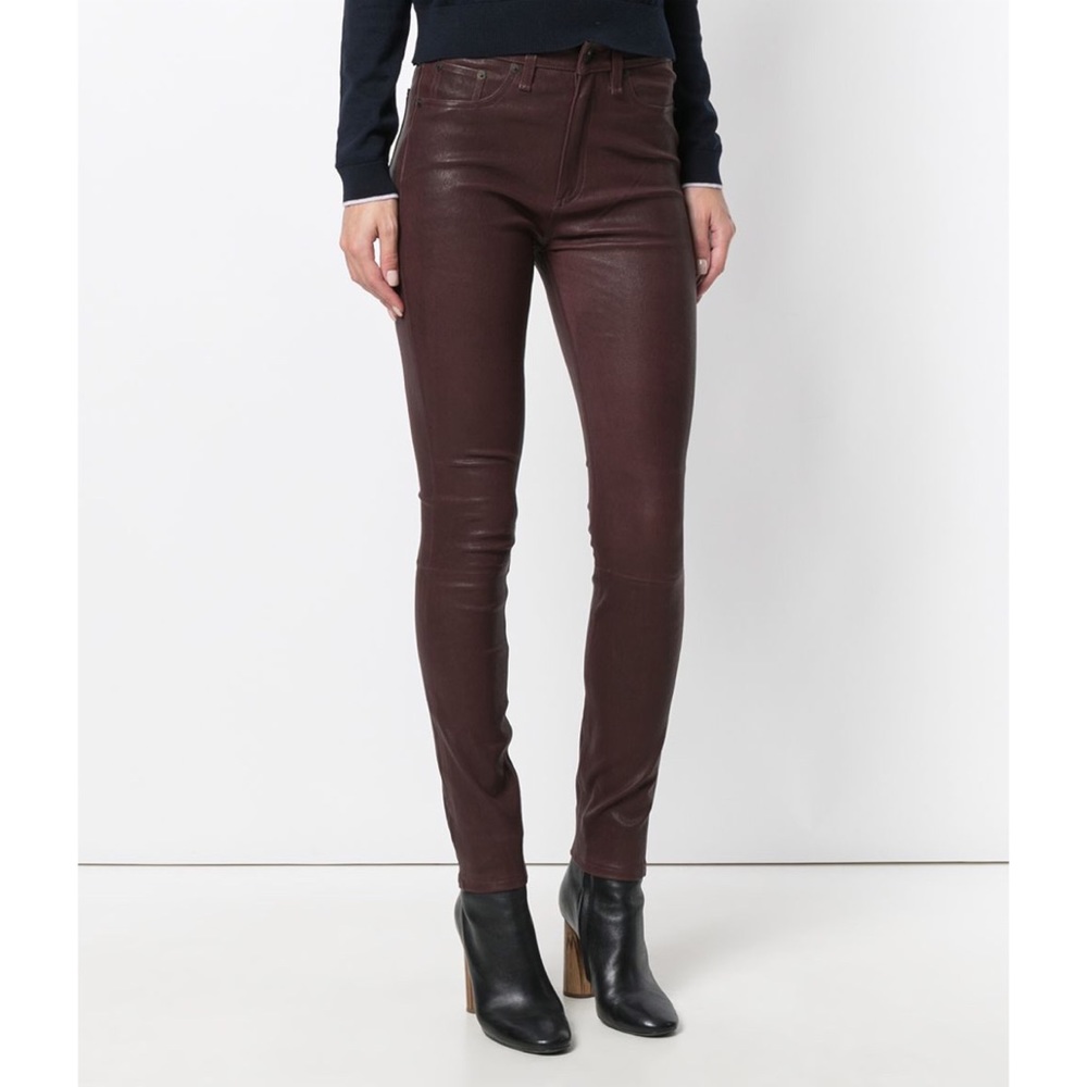 Rag & Bone Mahogany Leather High-Rise Jeans (US23)